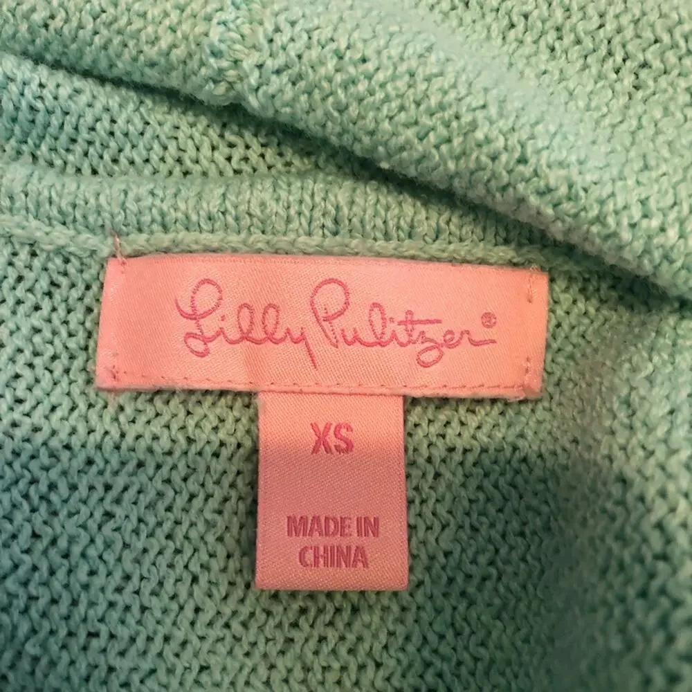 Lilly Pulitzer light blue green open front cardigan size Extra Small XS